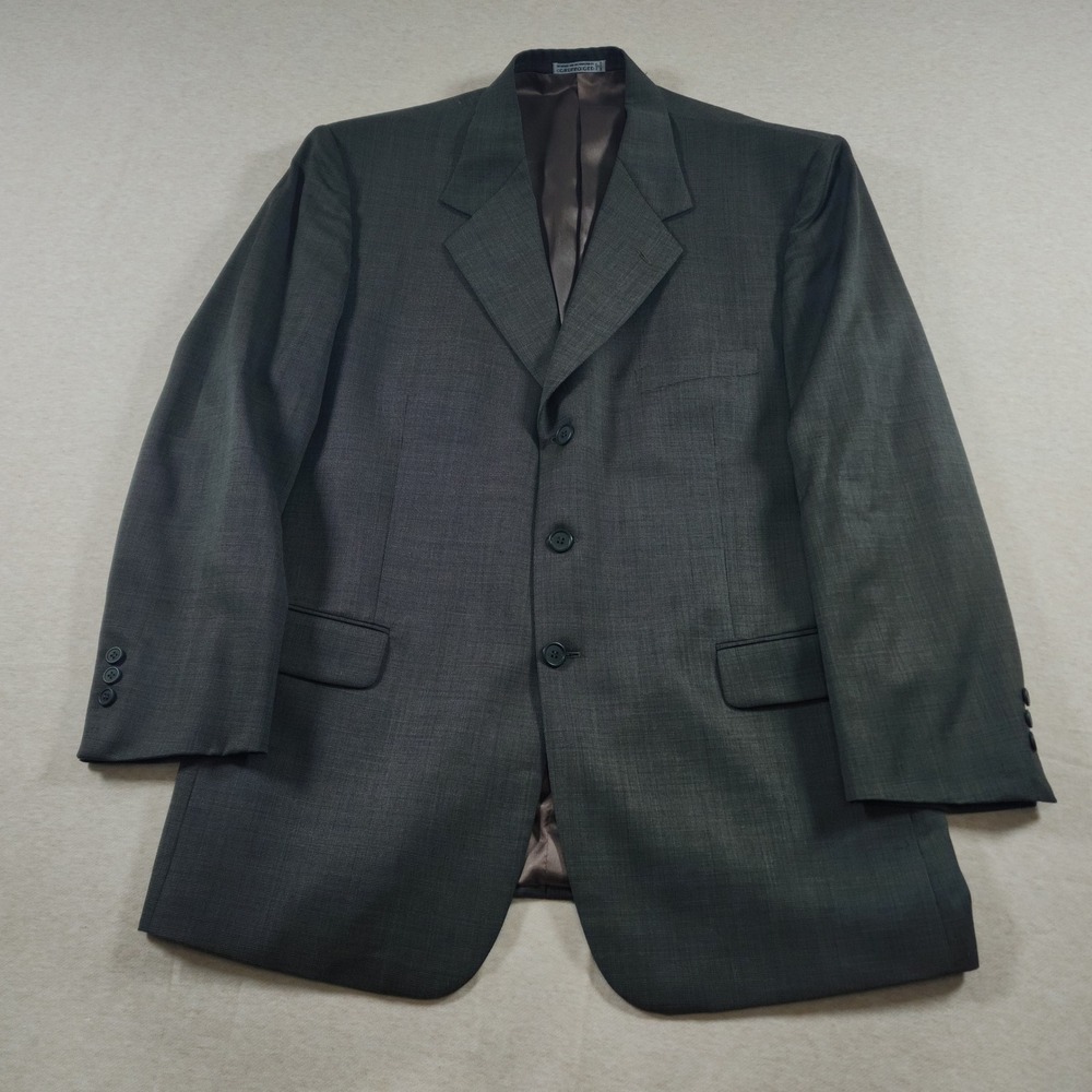 Emanuel Ungaro Uomo Blazer 34R 44R Forest Olive Charcoal Virgin Wool Suit Jacket